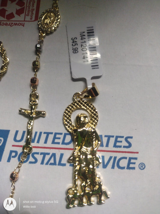 14kGF Saint lazarus pendant